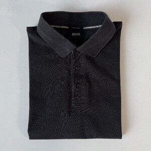 BOSS Hugo Boss Men's Pima Cotton Polo Shirt Tonal Logo Charcoal Grey Size Small